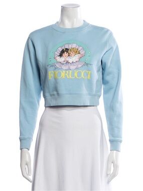 Fiorucci Light Blue Angel Graphic Crewneck Sweatshirt rare med nwt
